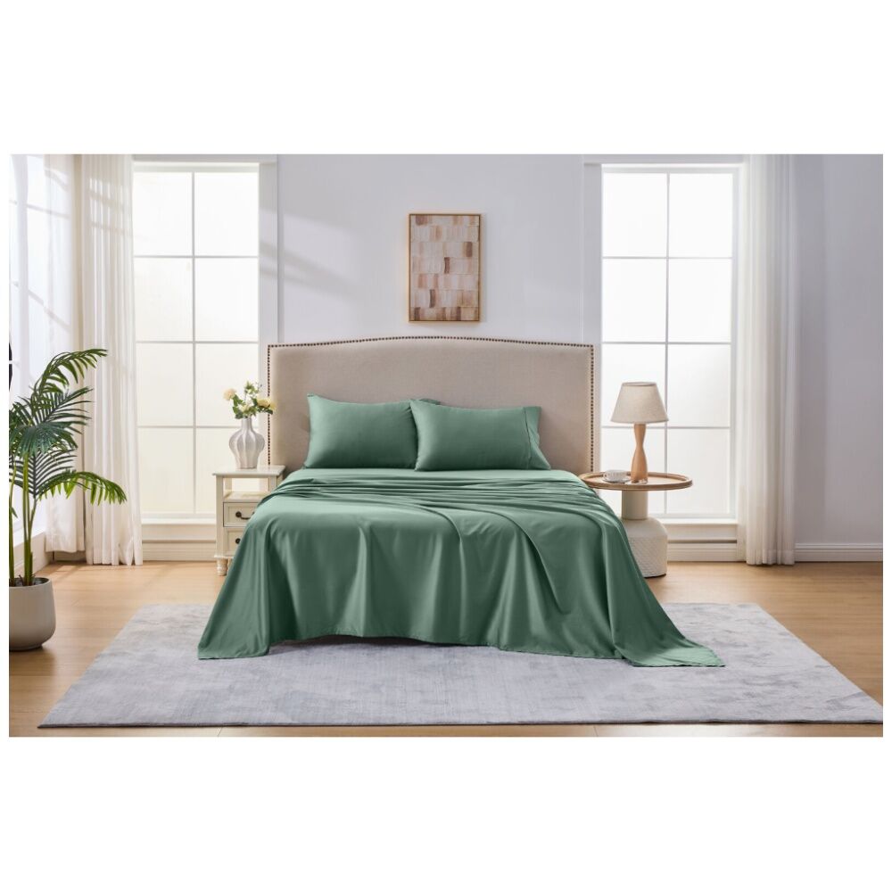 Grosvenor House 500TC Cotton Sheet Set w/ Pillowcase Slate Green