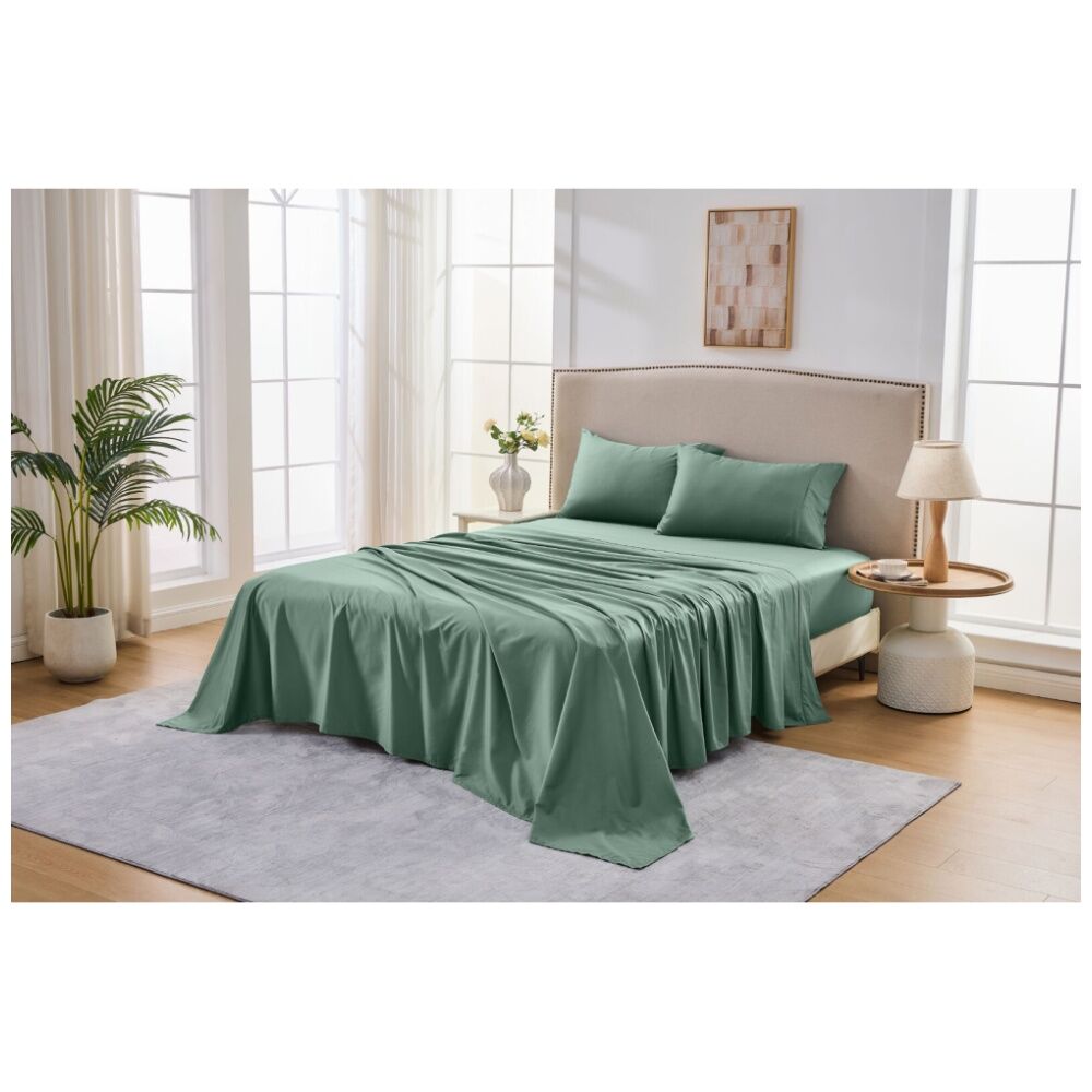 Grosvenor House 500TC Cotton Sheet Set w/ Pillowcase Slate Green — image 2