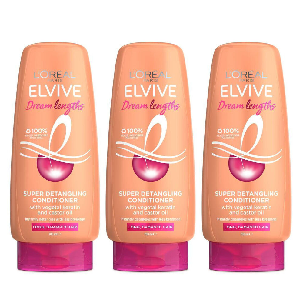 Loreal Elvive Dream Lengths Super Detangling Conditioner 700ml Damaged Hair (3 Pack)