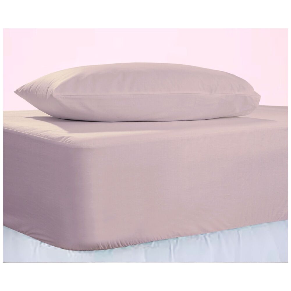The Lighthouse Washed Cotton Bed Sheet Set With Pillowcase Pink — image 2