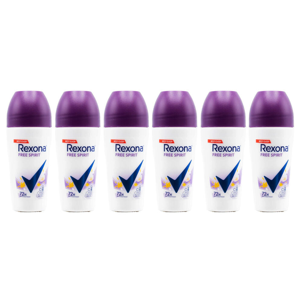 Rexona Women Roll On Antiperspirant Deodorant Free Spirit 72H 45ml (6 Pack)