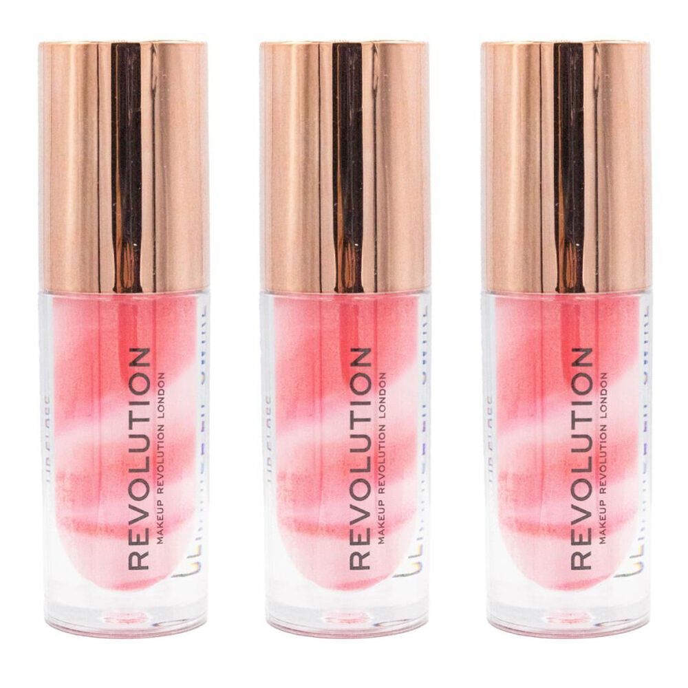 Revolution Liquid Lip Gloss Shine 4.5ml Swirl Soft Pink Glossy Makeup (3 Pack)