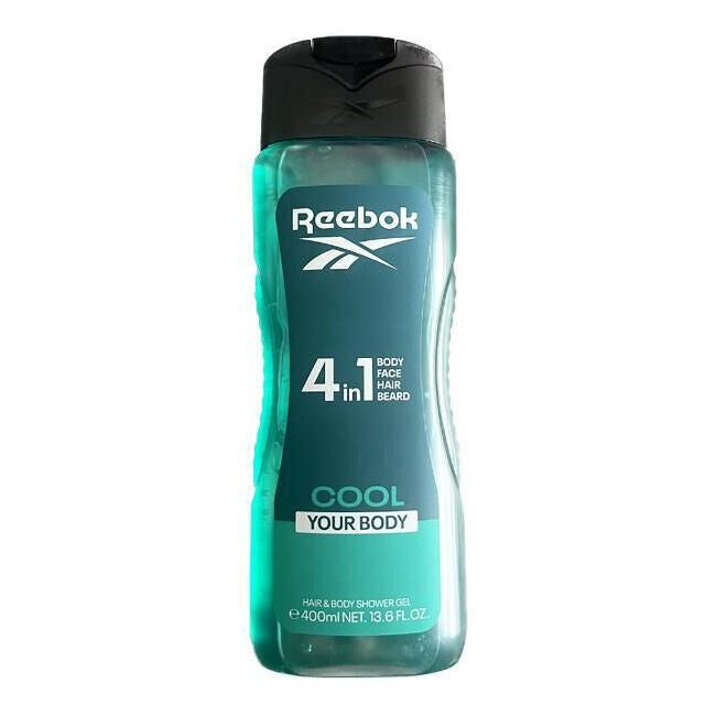 Reebok 4in1 Shower Gel Cool Your Body Wash 400ml For Hair/Face & Beard (8 Pack) — image 2