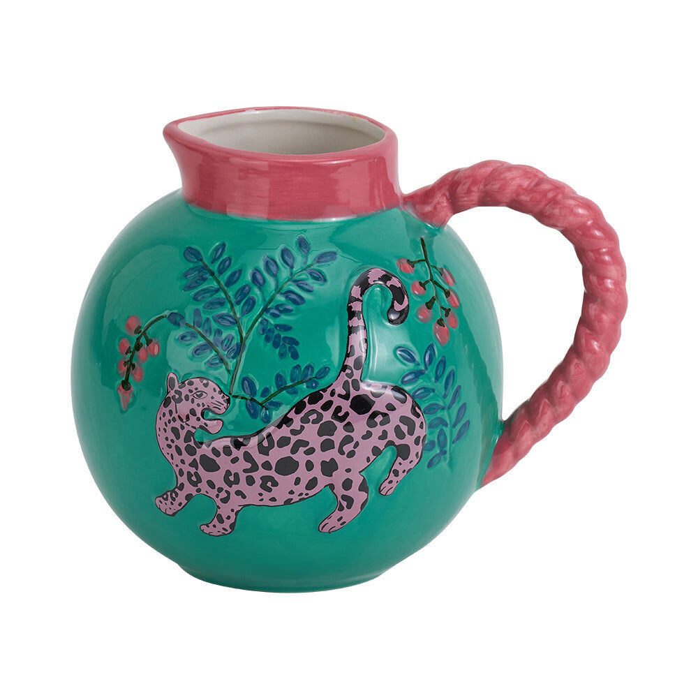 Annabel Trends 18.5x16cm Cheetah Ceramic Jug Water Pitcher w/ Handle