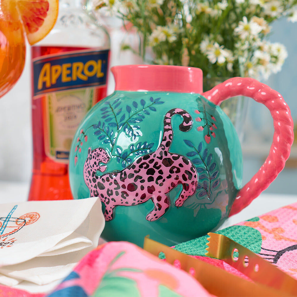 Annabel Trends 18.5x16cm Cheetah Ceramic Jug Water Pitcher w/ Handle — image 3