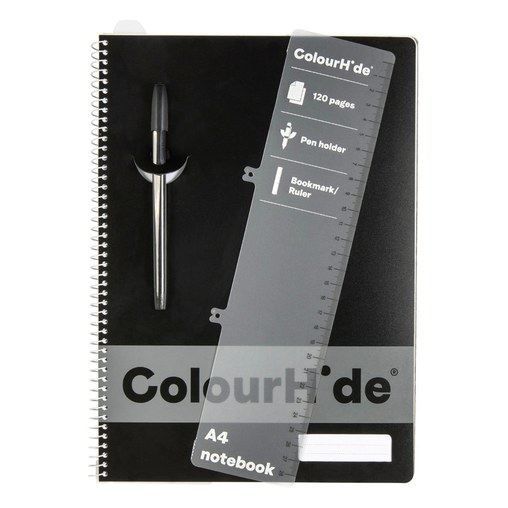 Colourhide PP Writing Notebook w/ Ruler A4 School Stationery 120-Pages Black (10 Pack) — image 2