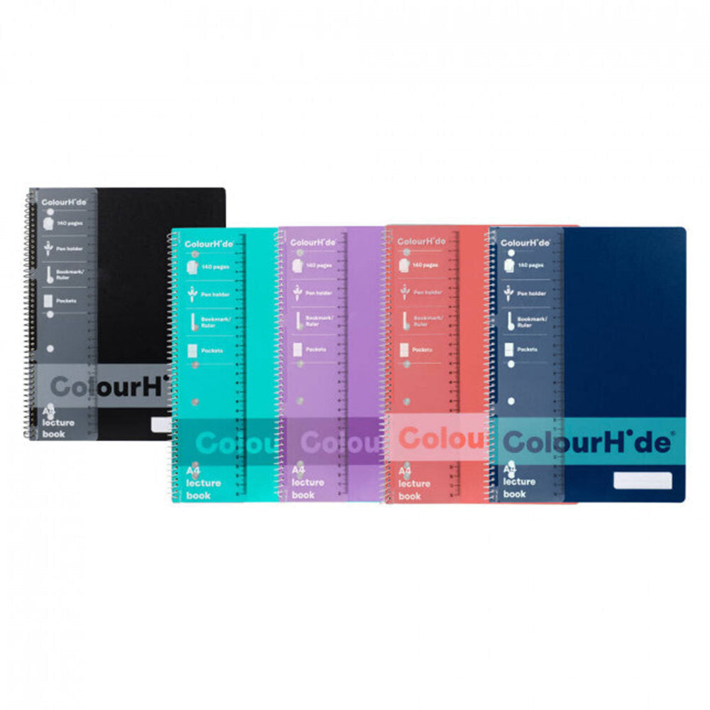 Colourhide Lecture Book w/ Ruler A4 Writing/School Notebook 140Pgs Assorted (10 Pack)