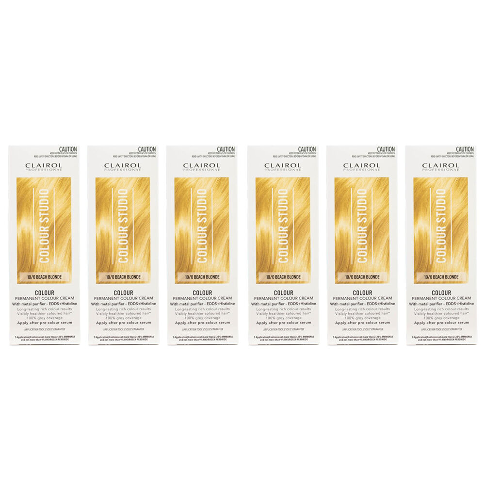 Clairol Professional Permanent Hair Colour Cream 10/0 Beach Blonde Dye (6 Pack)