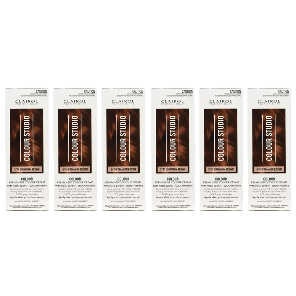 Clairol Professional Permanent Hair Colour Cream 5/74 Cinnamon Brown Dye (6 Pack)
