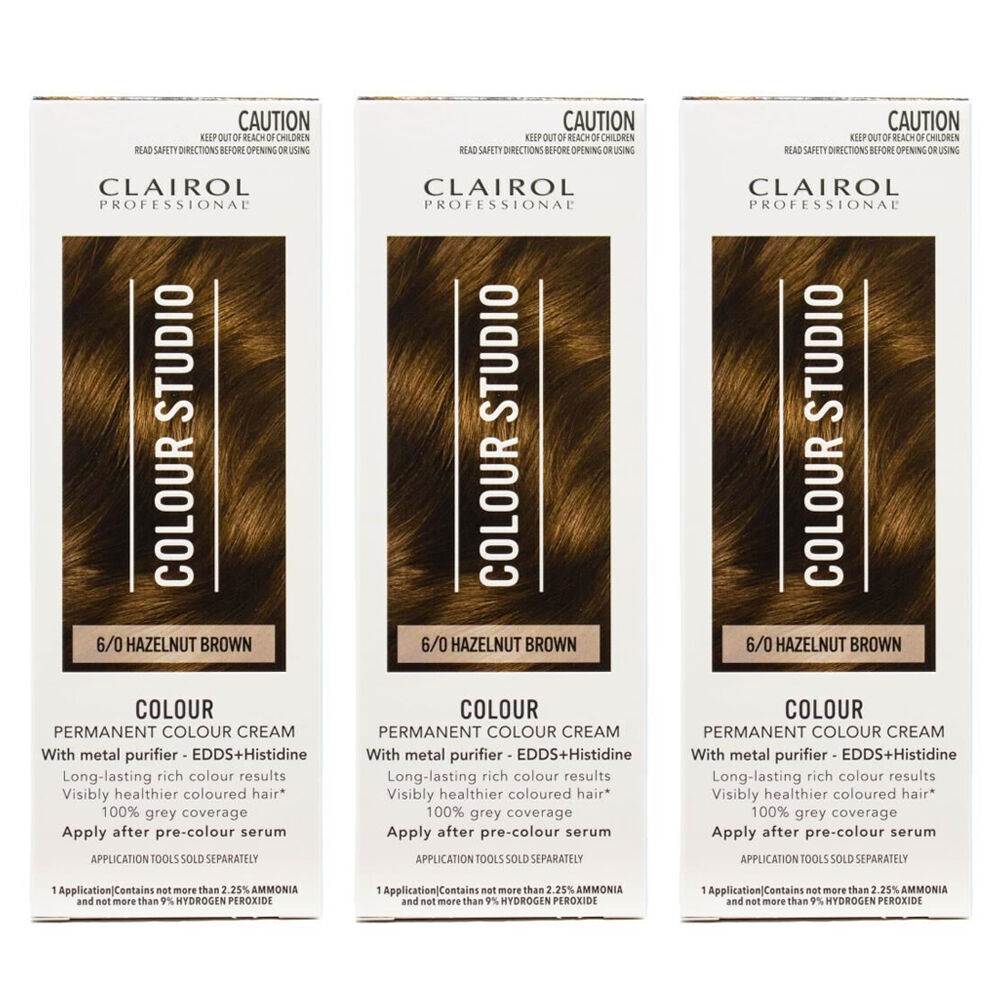 Clairol Professional Permanent Hair Colour Cream 6/0 Hazelnut Brown Dye (3 Pack)