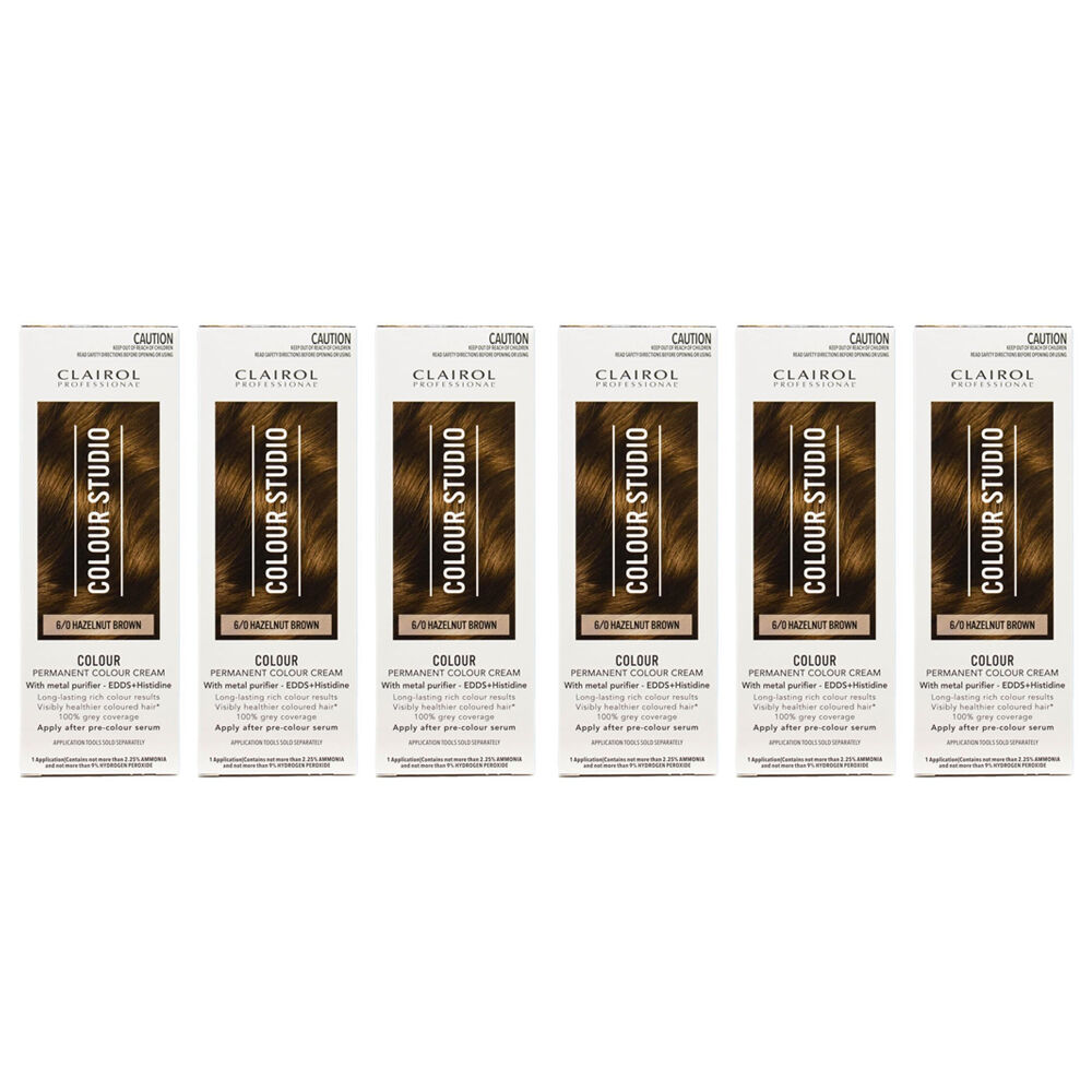 Clairol Professional Permanent Hair Colour Cream 6/0 Hazelnut Brown Dye (6 Pack)