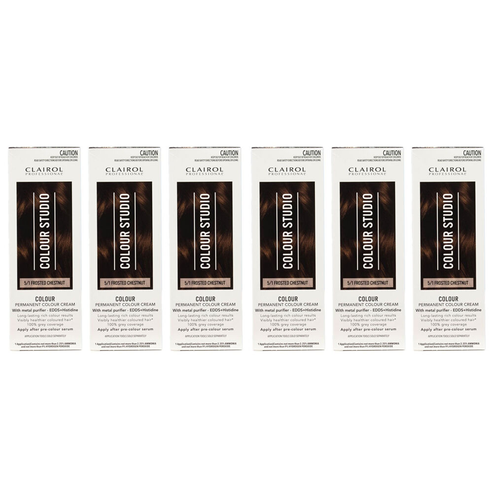 Clairol Professional Permanent Hair Colour Cream 5/1 Frosted Chestnut Dye (6 Pack)