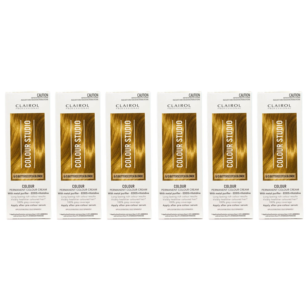 Clairol Professional Permanent Hair Colour Cream 8/0 Butterscotch Blonde Dye (6 Pack)