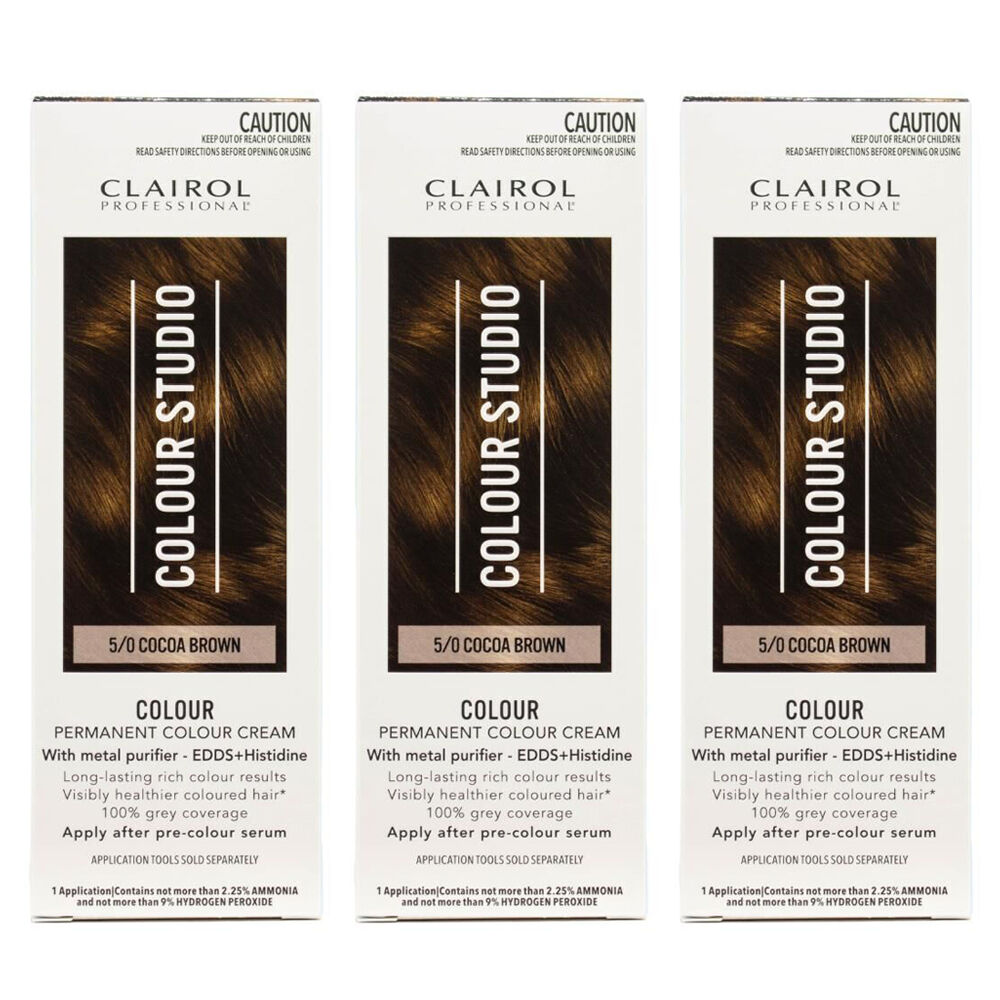 Clairol Professional Permanent Hair Colour Cream 5/0 Cocoa Brown Dye (3 Pack)