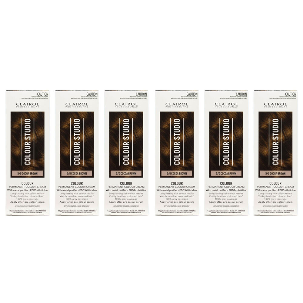 Clairol Professional Permanent Hair Colour Cream 5/0 Cocoa Brown Dye (6 Pack)
