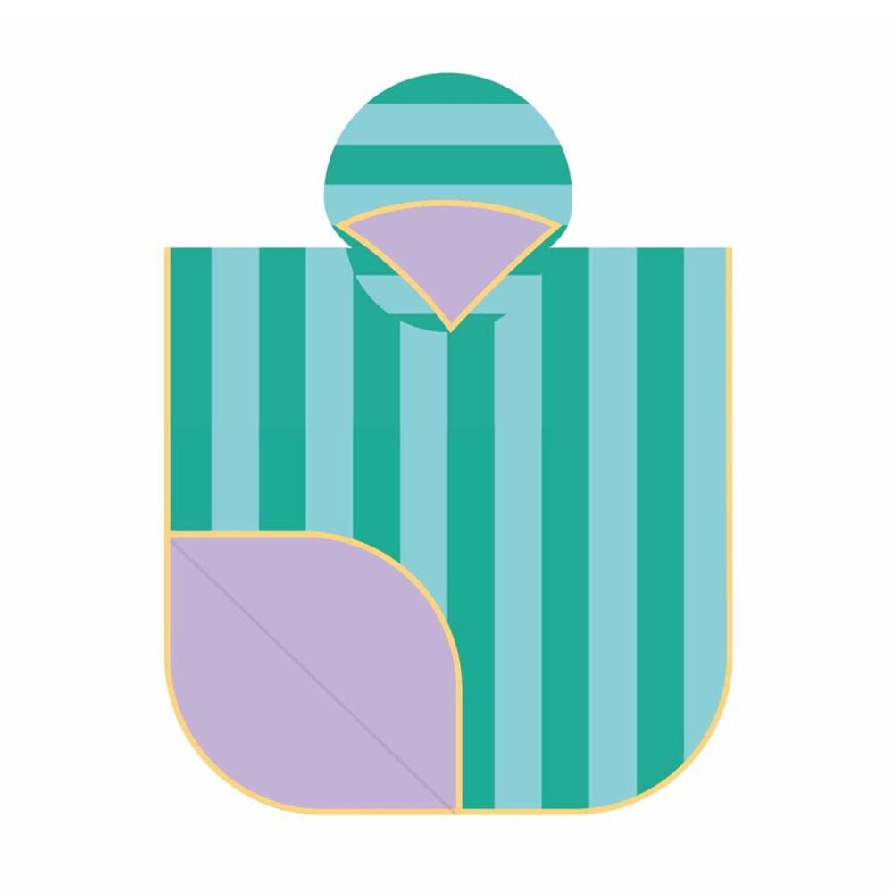 Quut 60x60cm 1-6Y Quut Childrens Microfibre Towel w/ Hood Poncho Lagoon Green Stripe