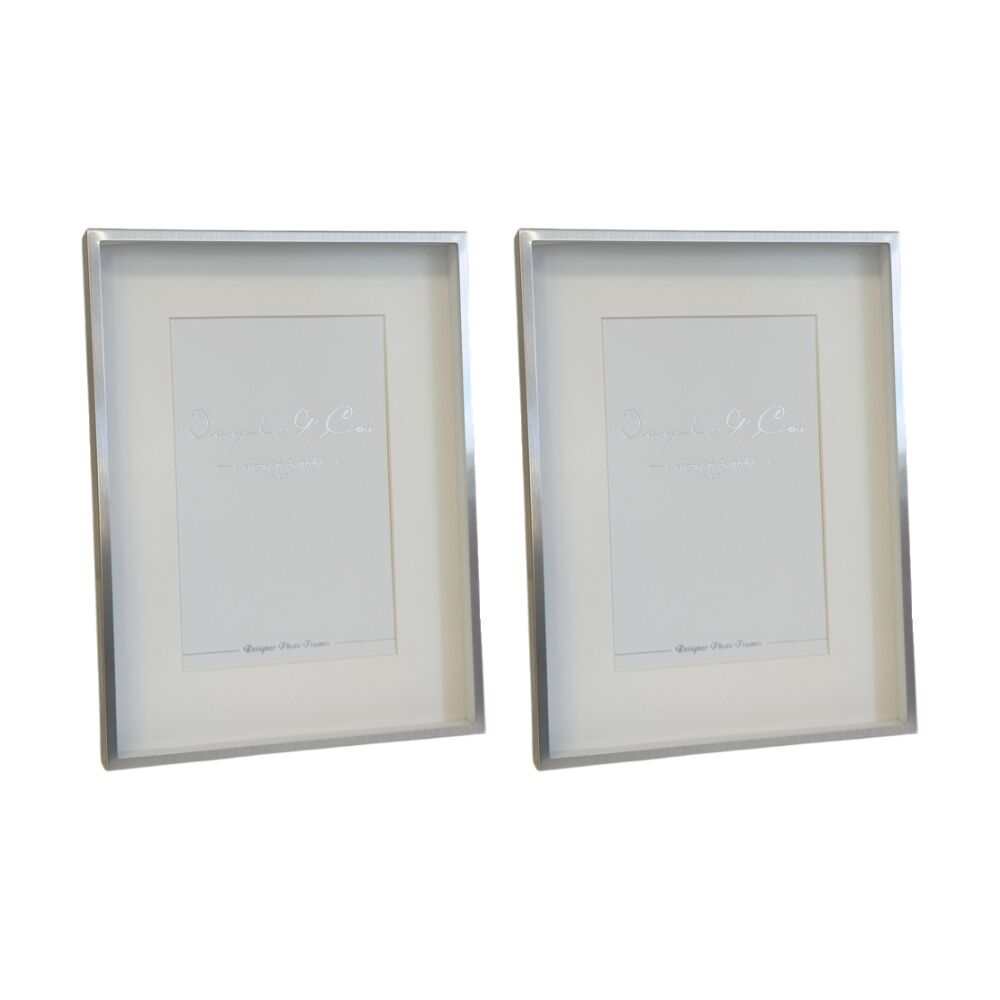 SS Collective Silver Chrome Stately Shadow Box Rectangle Photo Frame 4x6 (2 Pack)