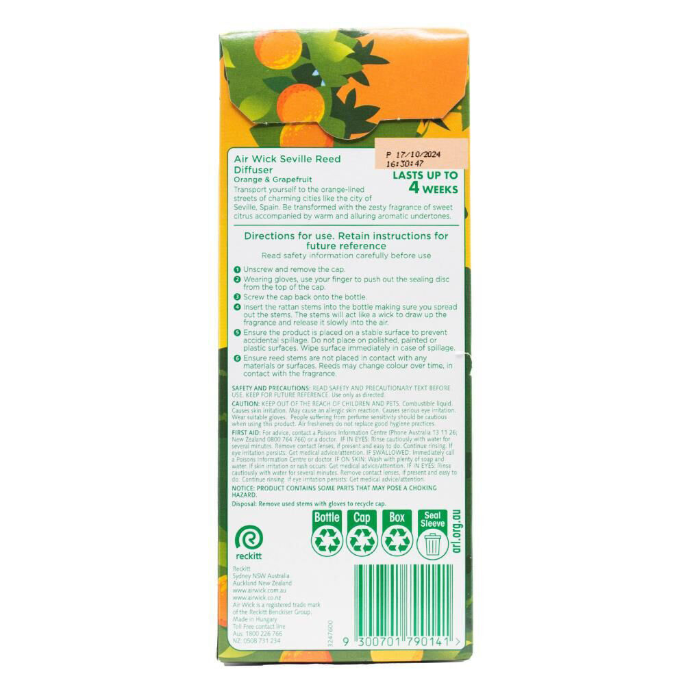 Air Wick 4PK Pure Seville Reed Diffuser 30ml Grapefruit Fragrance — image 5