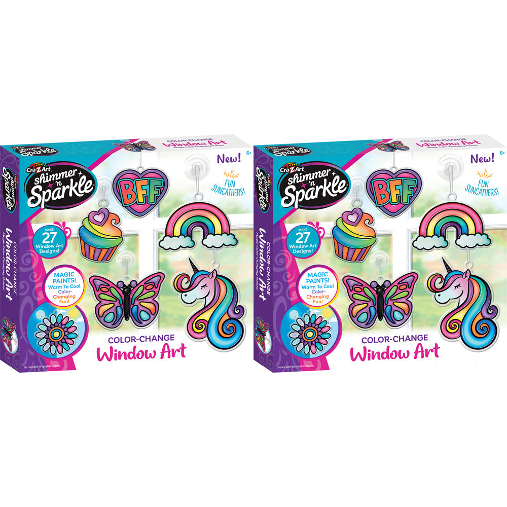 Shimmer 'N Sparkle Kids/Children Color Change Window Art DIY Kit 8y+ (2 Pack)