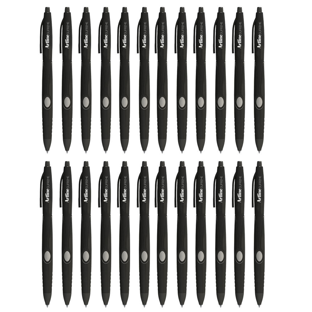 Artline Supreme 1.0mm Ball Point Pen Writing School Ballpoint Pens Black (24 Pieces)