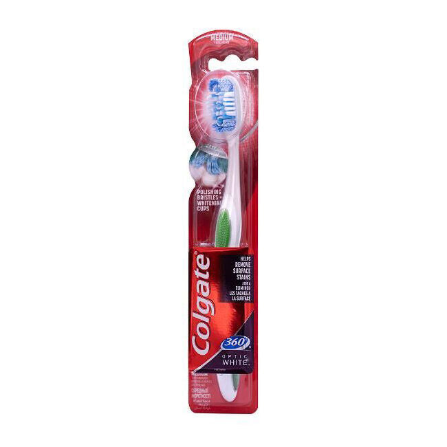 Colgate 360 Optic White Toothbrush Medium Dental Oral Care Teeth Cleaner (12 Pack) — image 2