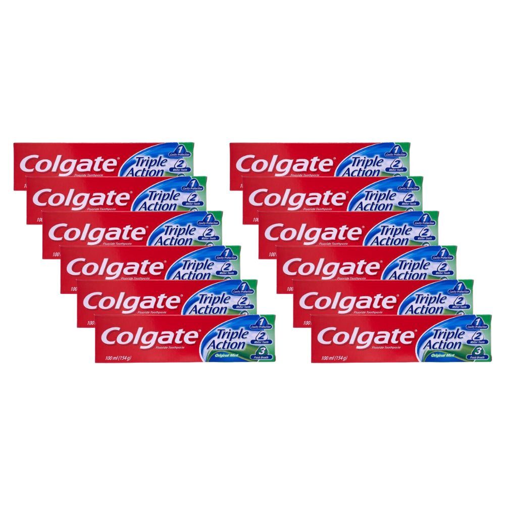 Colgate Toothpaste Triple Action Mint Tube 154g Dental Oral Teeth Care (12 Pack)