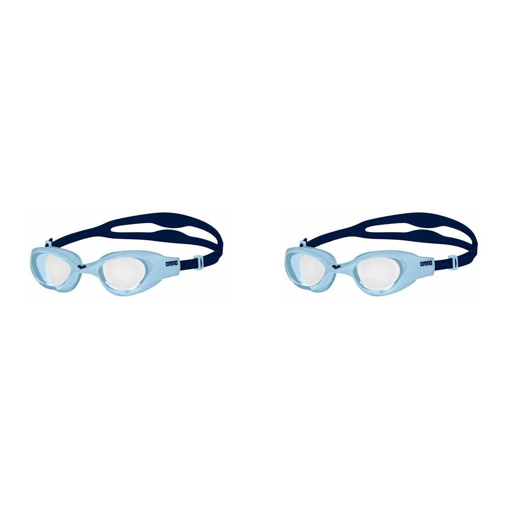 Arena The One Junior Goggles Swimming Eye Protection/ Clear/Cyan Blue (2 Pack)