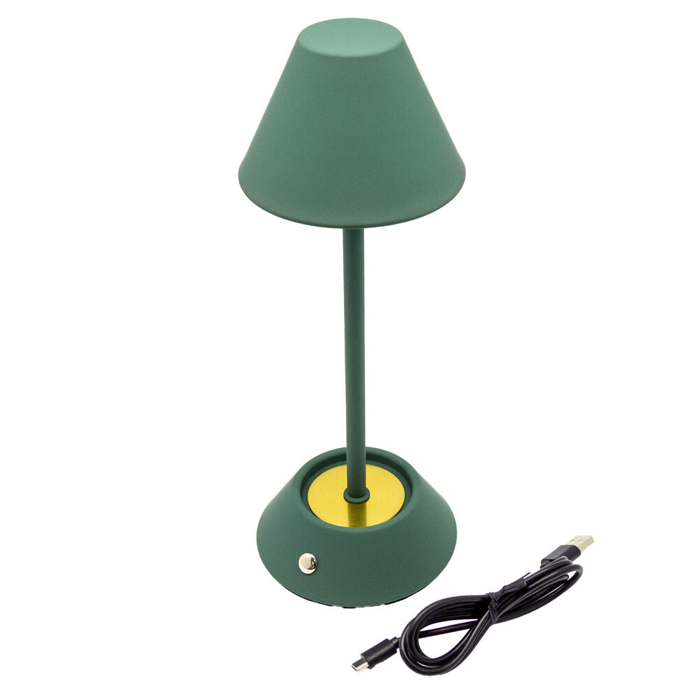 Boyle LED Rechargeable Table Lamp with Cone Shade 10x10x28cm Matt Green (2 Pack) — image 3