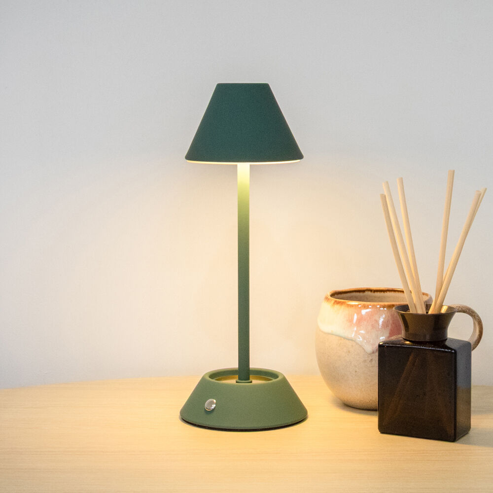 Boyle LED Rechargeable Table Lamp with Cone Shade 10x10x28cm Matt Green (2 Pack) — image 7