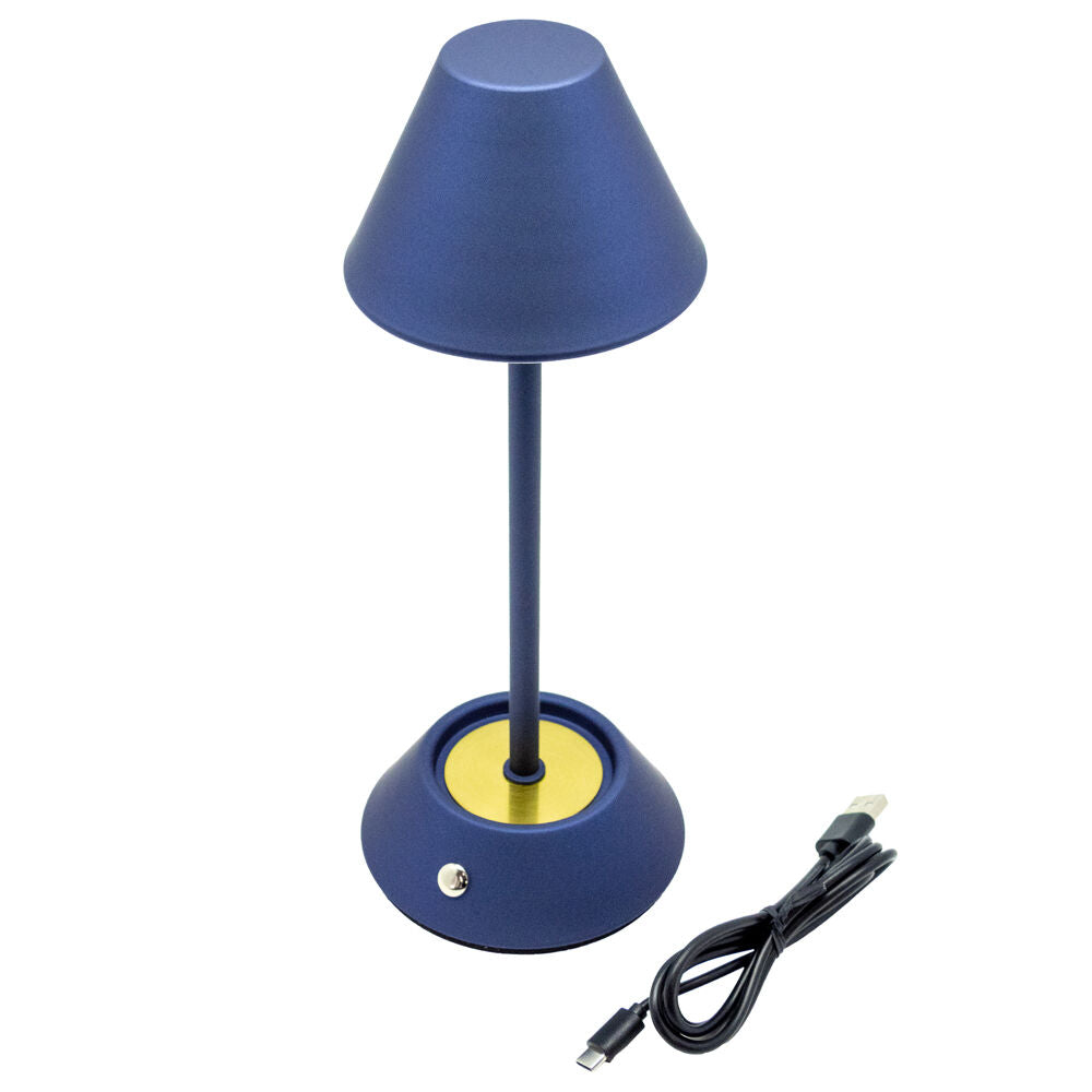Boyle LED Rechargeable Table Lamp with Cone Shade 10x10x28cm Matt Blue (2 Pack) — image 3