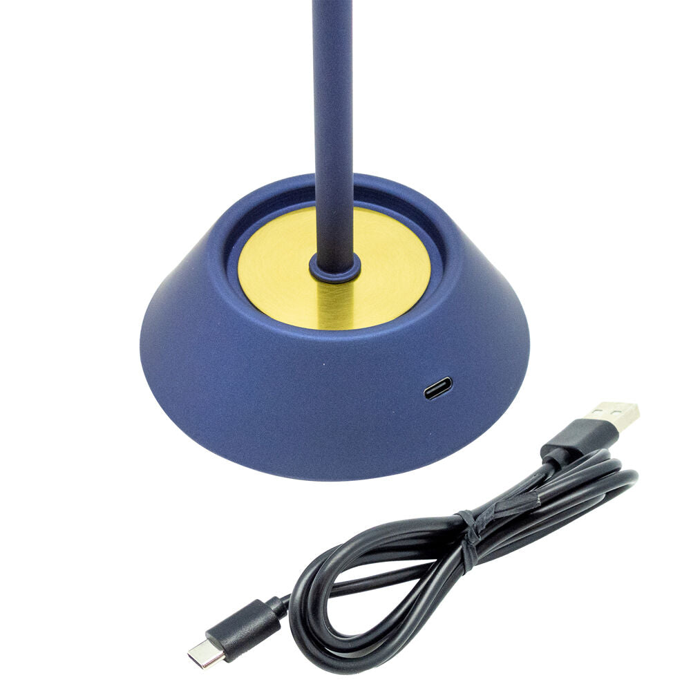 Boyle LED Rechargeable Table Lamp with Cone Shade 10x10x28cm Matt Blue (2 Pack) — image 6