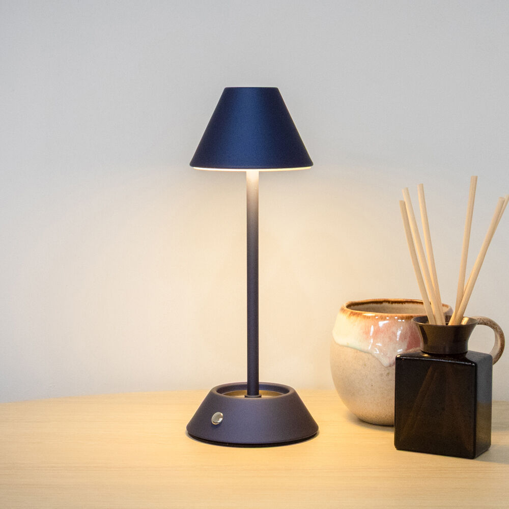 Boyle LED Rechargeable Table Lamp with Cone Shade 10x10x28cm Matt Blue (2 Pack) — image 7