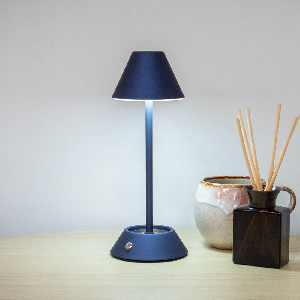 Boyle LED Rechargeable Table Lamp with Cone Shade 10x10x28cm Matt Blue (2 Pack) — image 8