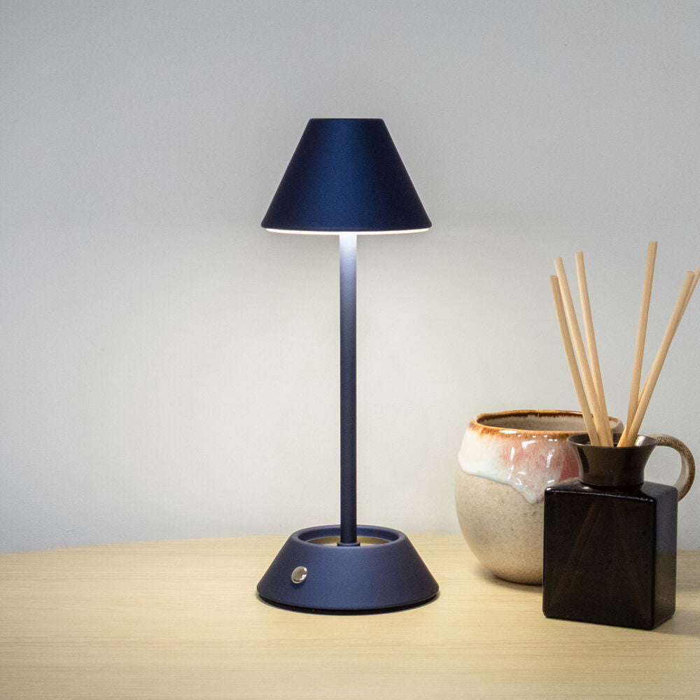 Boyle LED Rechargeable Table Lamp with Cone Shade 10x10x28cm Matt Blue (2 Pack) — image 9