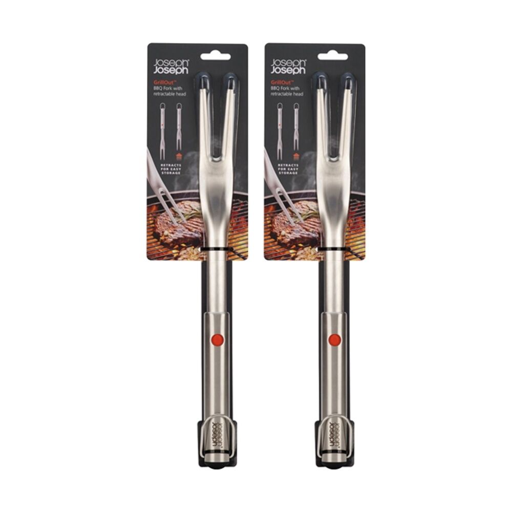 Joseph Joseph GrillOut BBQ Tool Sharp Fork With Retractable Head Steel (2 Pack)