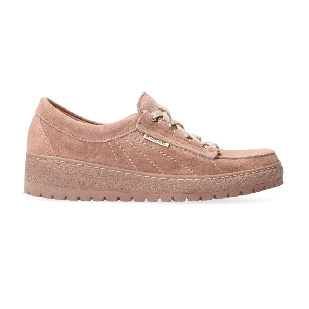 Mephisto W US7.5/EU37.5 Lady Velour Leather Women's Comfort Lace Shoe Old Pink