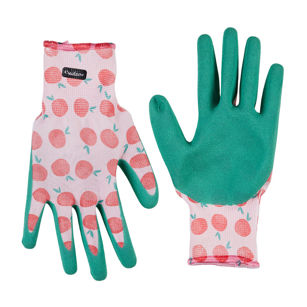 Cyclone Pom Patterned Gardening/Household Non Slip Grip Gloves Pair — Large