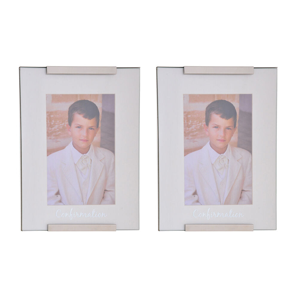 Gibson Gifts Confirmation Photo Frame 4x6'' Picture Display Decor Silver (2 Pack)