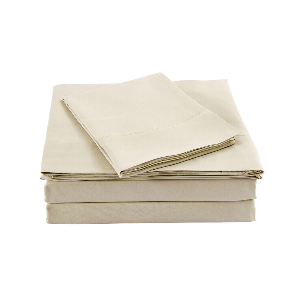 Royal Comfort Sheet Set w/ 2x Pillowcases Blended Bamboo Dark Ivory