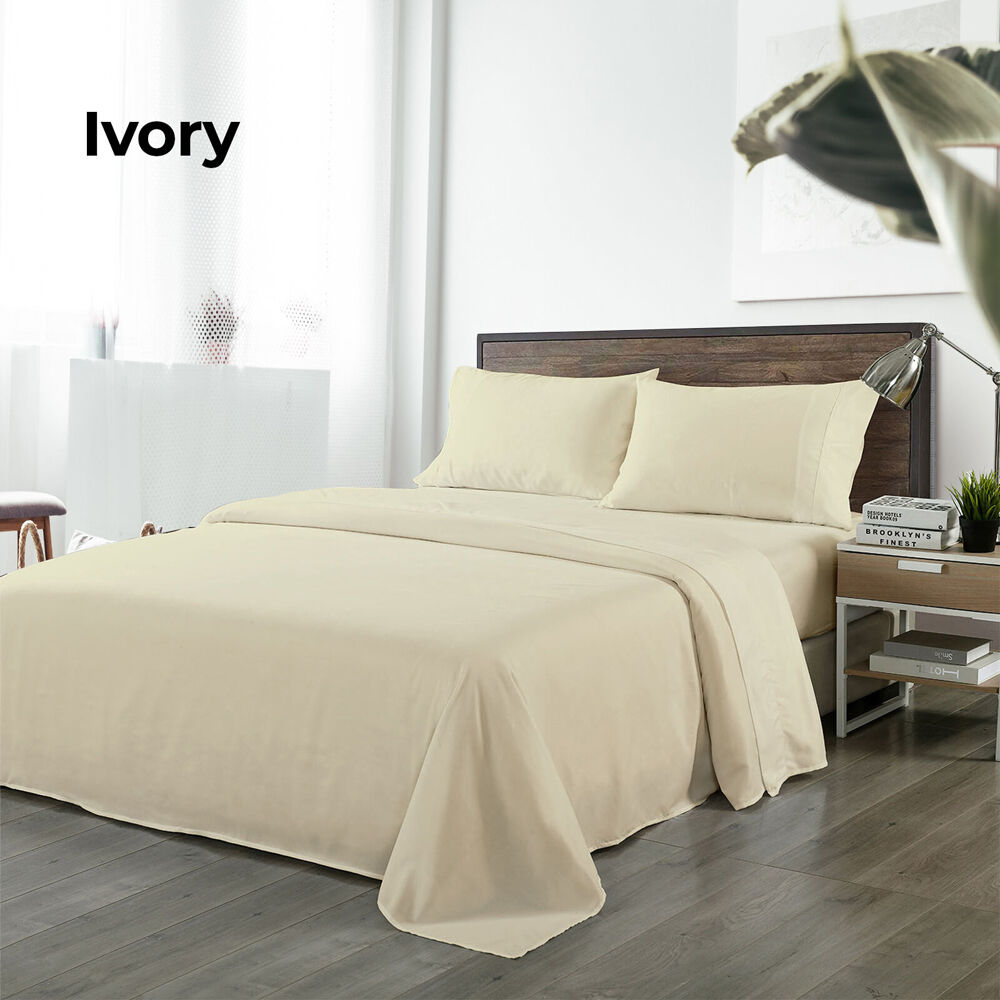 Royal Comfort Sheet Set w/ 2x Pillowcases Blended Bamboo Dark Ivory — image 5
