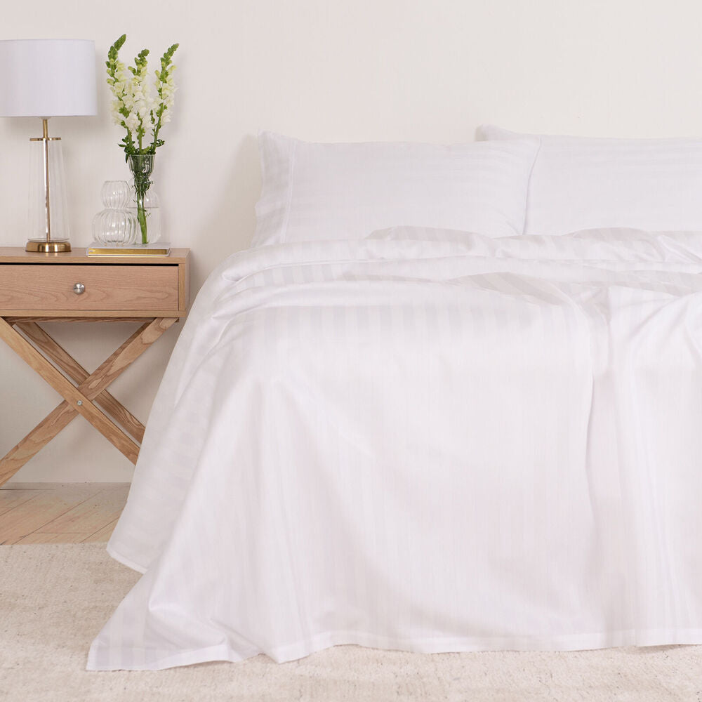 Royal Comfort Kensington Sheet Set 1200TC Cotton Stripe White — image 6