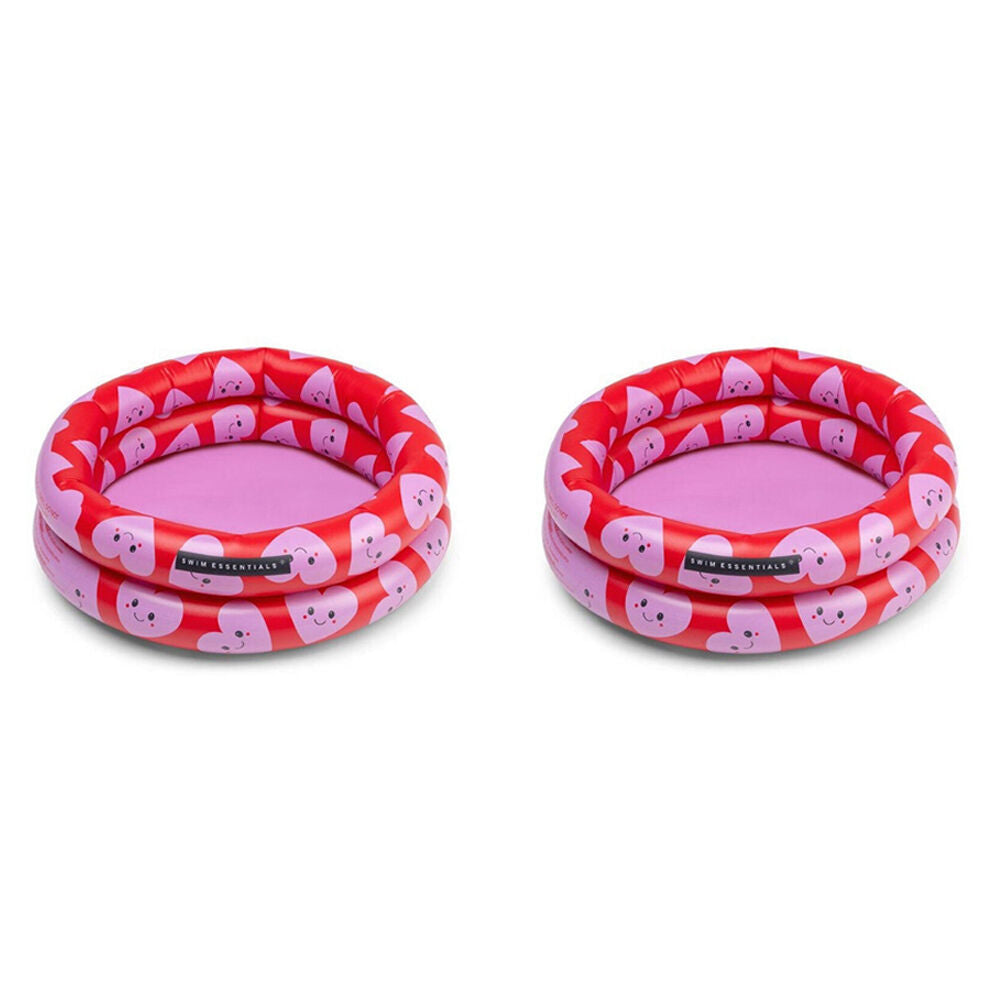 Swim Essentials Baby/Kids Inflatable Swimming Pool 60cm Red Hearts 0+ (2 Pack)