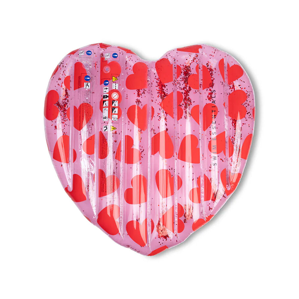 Swim Essentials 6y+ Kids Inflatable Ride On Pool Float Raft Hearts Heart