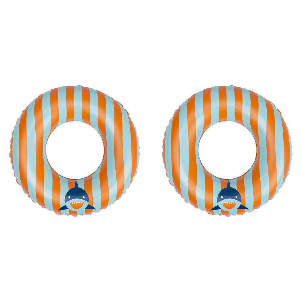 Swim Essentials Kids Inflatable Swimming Ring Pool Floater 55cm Tropic Shark (2 Pack)