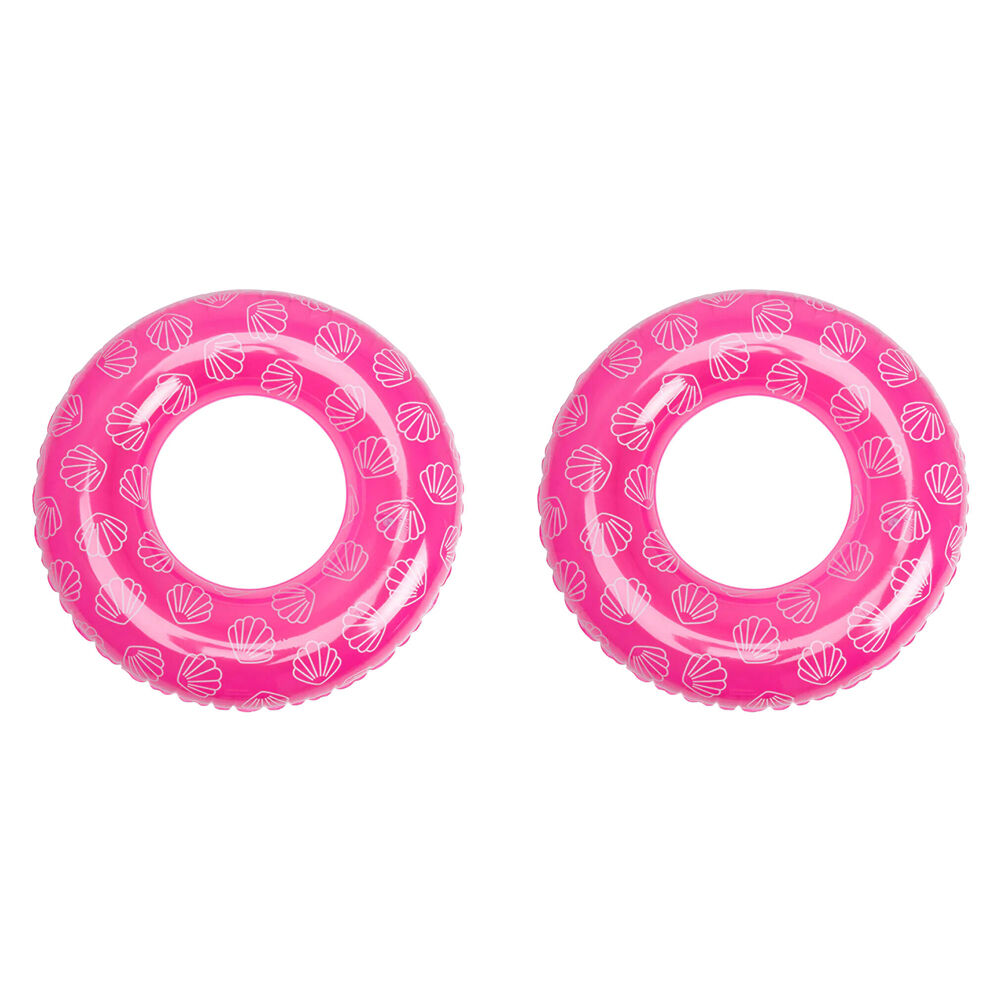 Swim Essentials Kids Inflatable Swimming Ring Floater 90cm Pink Sea Shell (2 Pack)