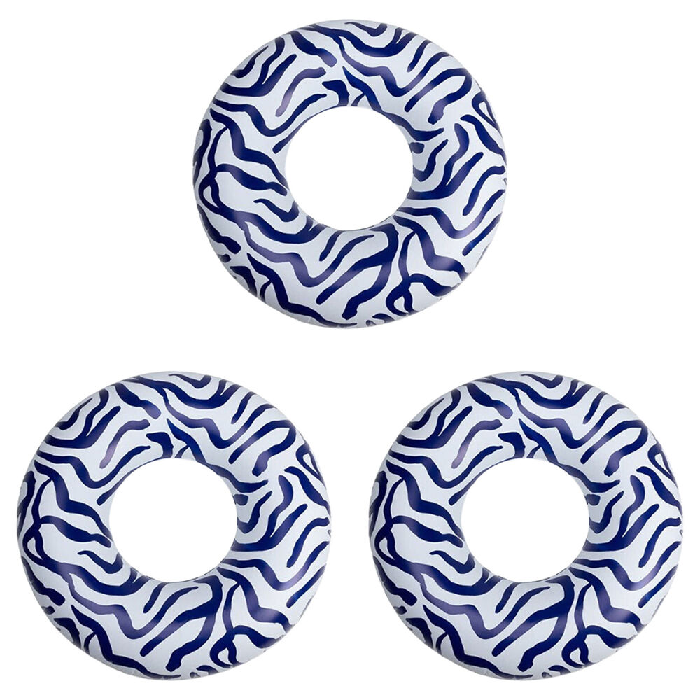 Swim Essentials Kids Inflatable Ring Floater 102cm Vibrant Stripes Black (3 Pack)