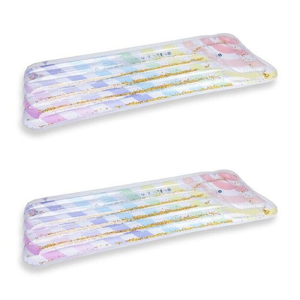 Swim Essentials Inflatable Lie On Beach Pool Floater Bed Rainbow 177cm 6y+ (2 Pack)