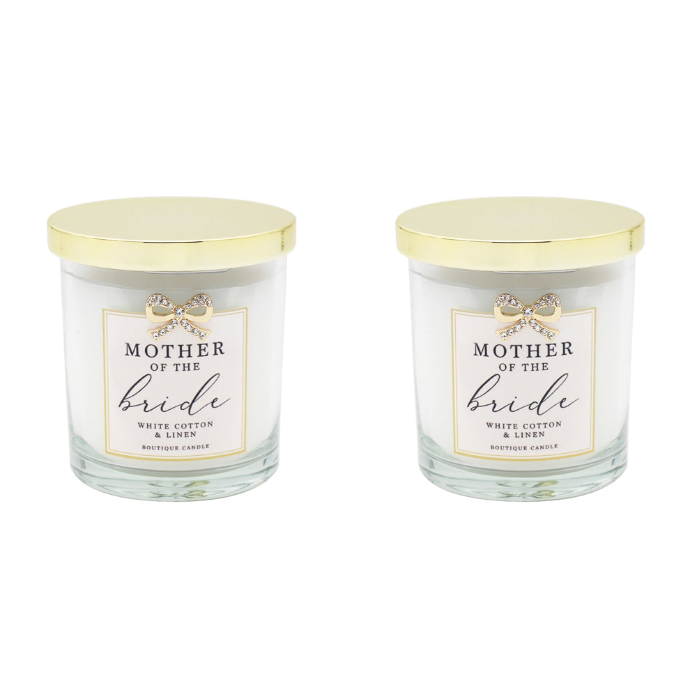 Gibson Gifts Jewelled Scented Candle White Cotton/Linen Scent Mother/Bride (2 Pack)