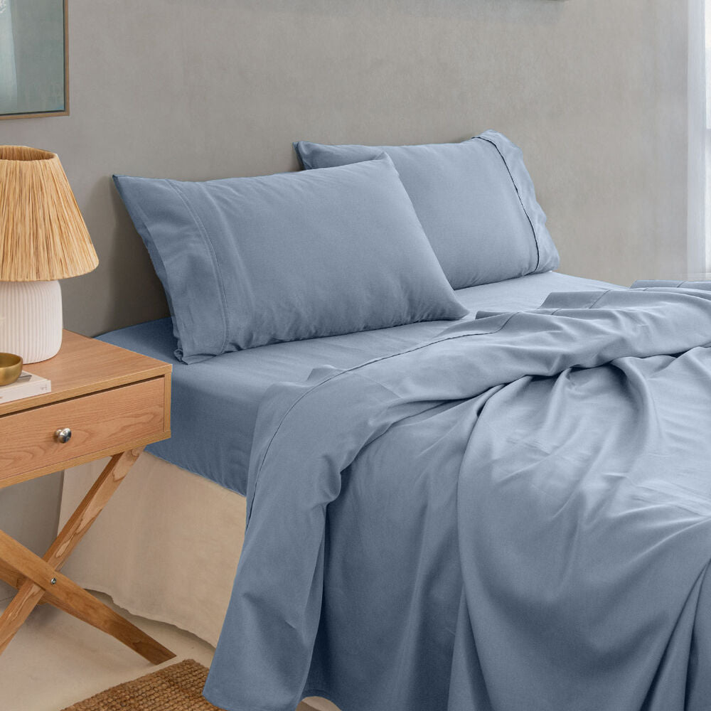 Royal Comfort Balmain Bed Sheet Set 1000TC Bamboo Cotton Blue Fog — image 2