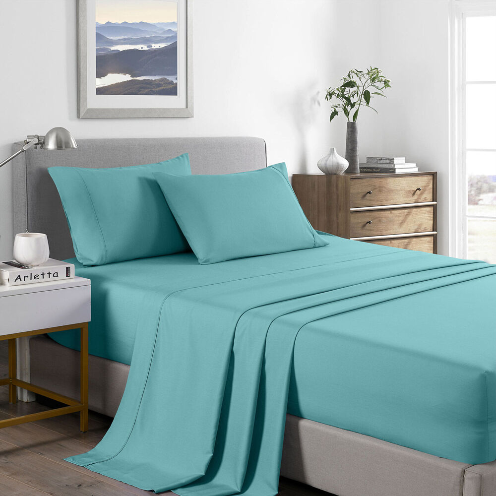 Royal Comfort Bed Sheet Set Bamboo Cooling 2000TC Aqua — image 2